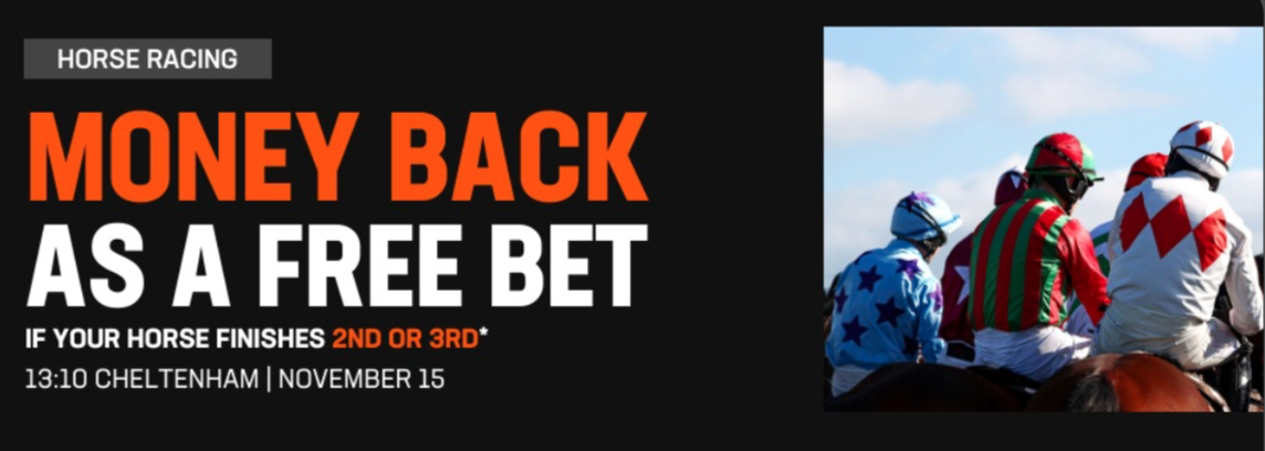 Racing refund offer - get your money back as a free bet if your horse finishes 2nd or 3rd